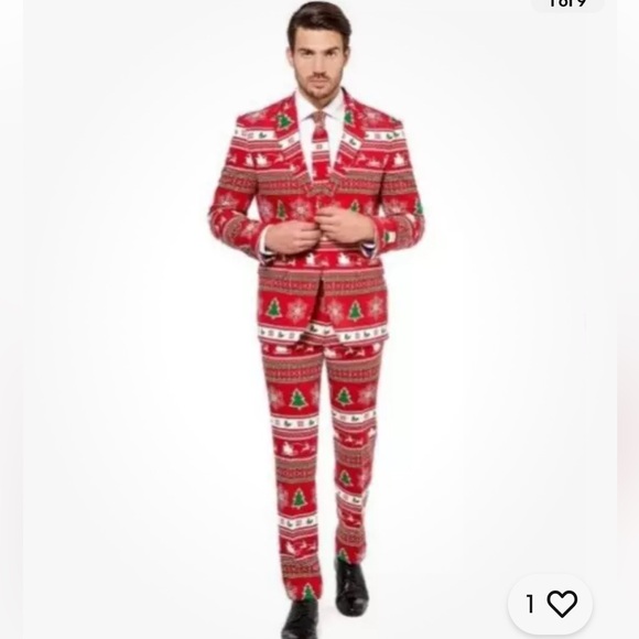 Winter Wonderland OppoSuits Men's Costume Suit: 36 Red Christmas Tree Sled
